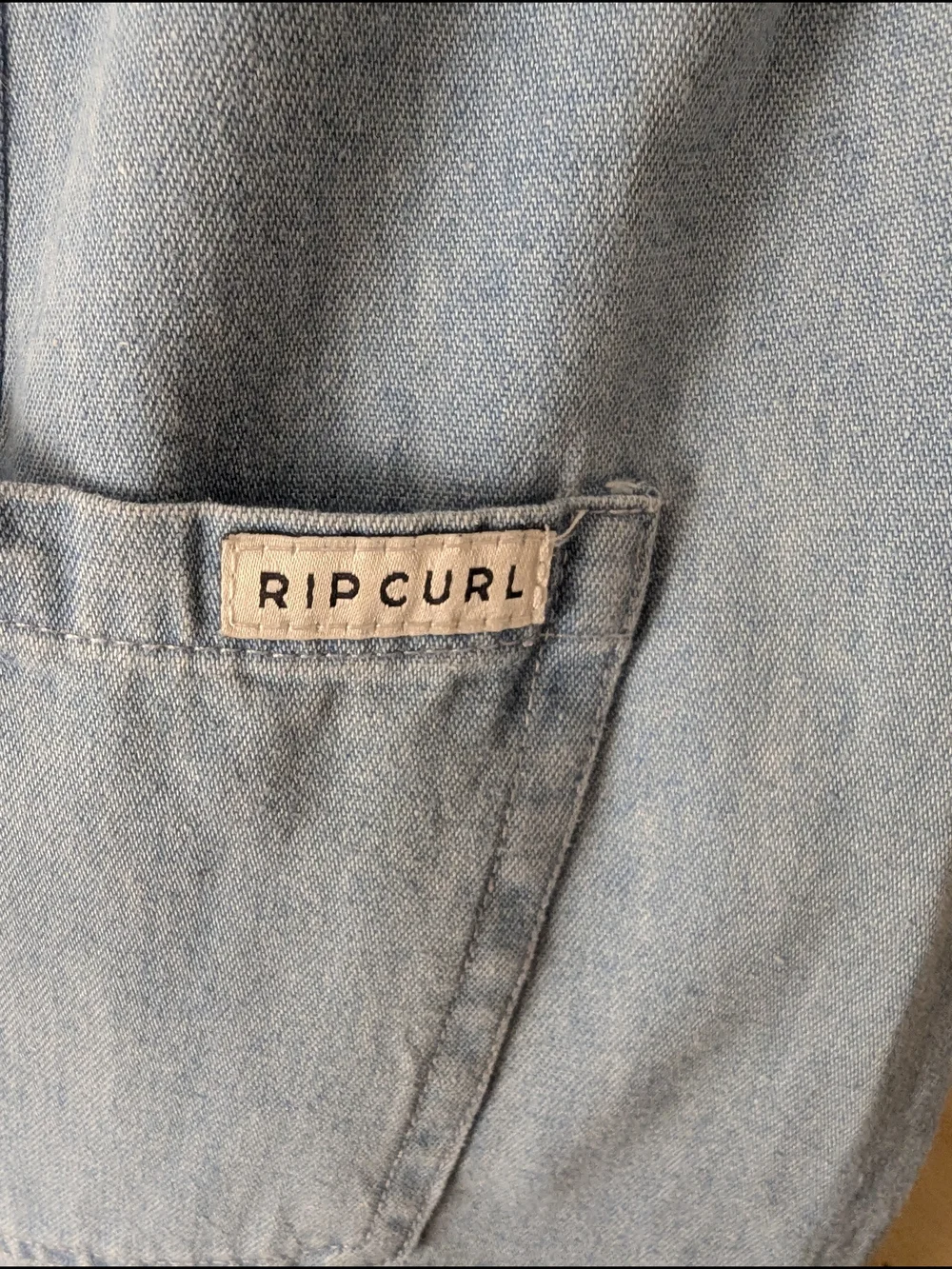 Rip Curl Light Blue Denim Button-Front Overall Shorts with Belt - Picture 3 of 6